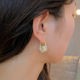 Opals Flower Basket Pendant Earrings for Girls