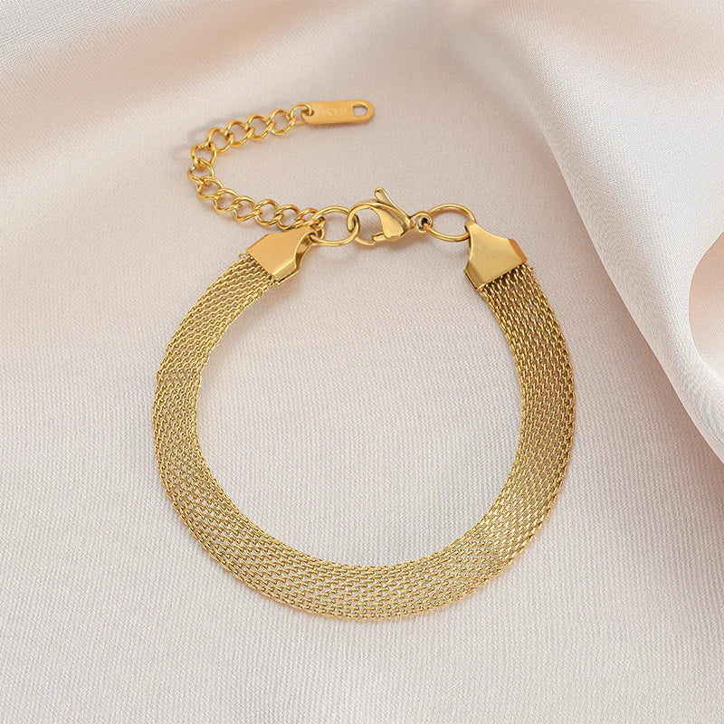 Vintage Reticular Weave Stainless Steel Bracelet for Women