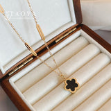 Stainless Steel Double Flower Pendant Necklace