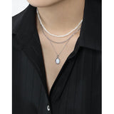 Joker Synthetic Opal S925 Silver Necklace Female Jewelry