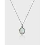 Joker Synthetic Opal S925 Silver Necklace Female Jewelry