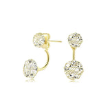 Woven Wire Wrapped Round Zircon Hanging Earrings