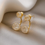 Woven Wire Wrapped Round Zircon Hanging Earrings