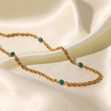 Natural Stone Female Stainless Steel Necklace 18K Real Plated