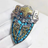 Ulan Flower Taotie Shield Necklace Pendant for Men and Women
