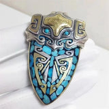 Ulan Flower Taotie Shield Necklace Pendant for Men and Women
