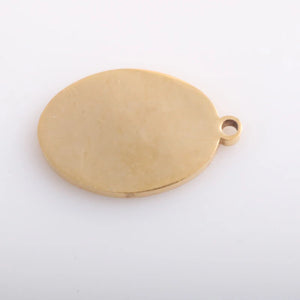 Stainless Steel Oval Tag Laser Engraved Charm 15*20mm