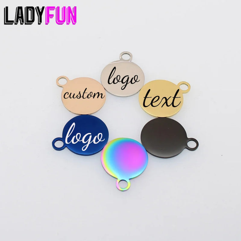 Engraving Laser Logo Stainless Steel Charm 18mm