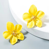 Double Flower Stud Earrings Exaggerated Summer Style