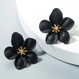 Double Flower Stud Earrings Exaggerated Summer Style