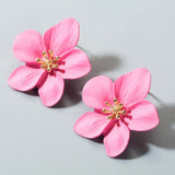 Double Flower Stud Earrings Exaggerated Summer Style