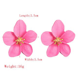 Double Flower Stud Earrings Exaggerated Summer Style