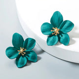 Double Flower Stud Earrings Exaggerated Summer Style