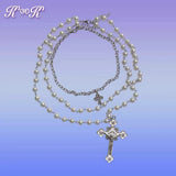 Tuku Spice Necklace Y2K Sweater Chain Cross Pearl Chain