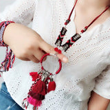 Three-Layer Linen Cotton Sweater Necklace 32" Length