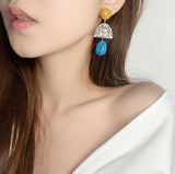 Baroque Oil Painting Clip Earrings Bohemian No Piercing