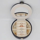 Round Jewelry Organizers Box Pendants Ring Earring Necklace Storage Case