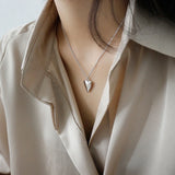 925 Silver Puffed Heart Pendant Necklace Gift for Her