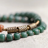Green Bodhii Seed Bracelet Brass Charm Lucky Meditation Jewelry
