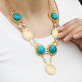 Crystal Jewelry Ottoman Coin Pendant Necklace Wedding Jewelry Gift