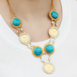 Crystal Jewelry Ottoman Coin Pendant Necklace Wedding Jewelry Gift