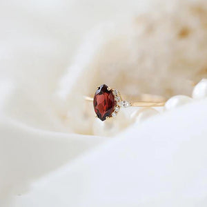 Charm Ruby Faceted Adjustable Ring Silver Jewelry