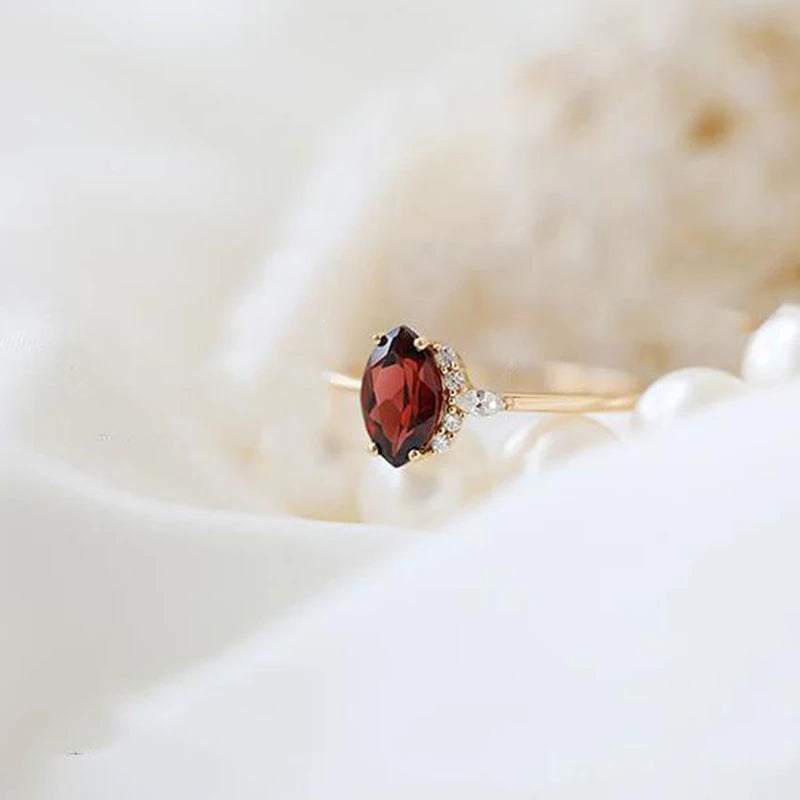 Charm Ruby Faceted Adjustable Ring Silver Jewelry