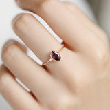 Charm Ruby Faceted Adjustable Ring Silver Jewelry