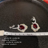 Retro Court Style Zircon Flower Earrings Silver Drop Party Jewelry
