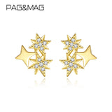 Star Shape Zircon Stud Silver Earrings Plated Small Party Jewelry