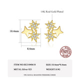 Star Shape Zircon Stud Silver Earrings Plated Small Party Jewelry