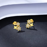 Star Shape Zircon Stud Silver Earrings Plated Small Party Jewelry