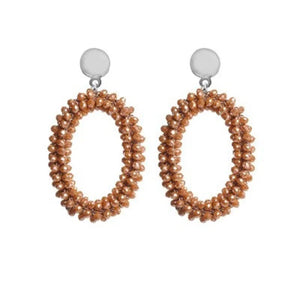 Crystal Earrings for Women Long Dangle Ellipse Jewelry Unique Style