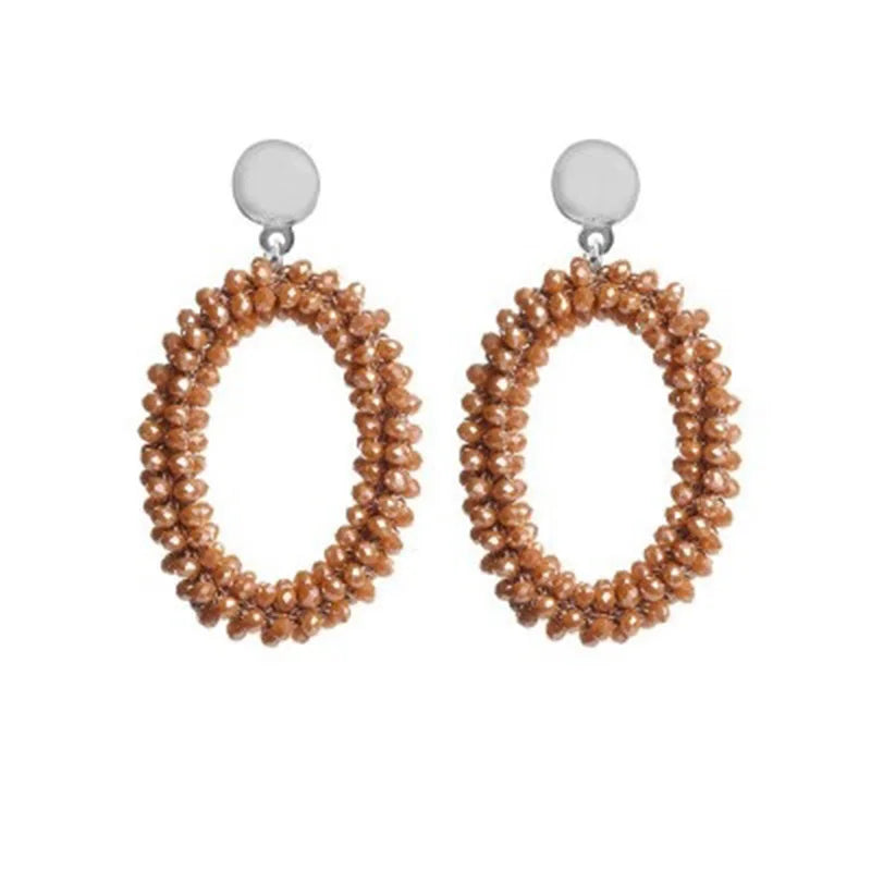 Crystal Earrings for Women Long Dangle Ellipse Jewelry Unique Style