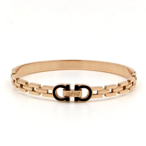 Women's Double D Clover Bracelet Titanium Steel Spring Open Bracelet