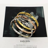 Women's Double D Clover Bracelet Titanium Steel Spring Open Bracelet