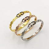 Women's Double D Clover Bracelet Titanium Steel Spring Open Bracelet