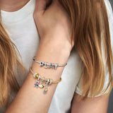 Silver Jewelry Center Bracelet for Women with Pendant Charms