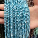 Natural Larimar Stone Beads 4-12mm Round Ball DIY Beading Findings