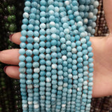 Natural Larimar Stone Beads 4-12mm Round Ball DIY Beading Findings