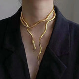 Micro-inlaid Cubic Zircon Snake Snakelike Collar Necklace