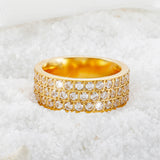 Stainless Steel Zircon Party Engagement Wedding Ring Set