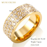 Stainless Steel Zircon Party Engagement Wedding Ring Set