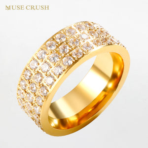 Stainless Steel Zircon Party Engagement Wedding Ring Set
