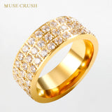 Stainless Steel Zircon Party Engagement Wedding Ring Set