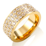 Stainless Steel Zircon Party Engagement Wedding Ring Set