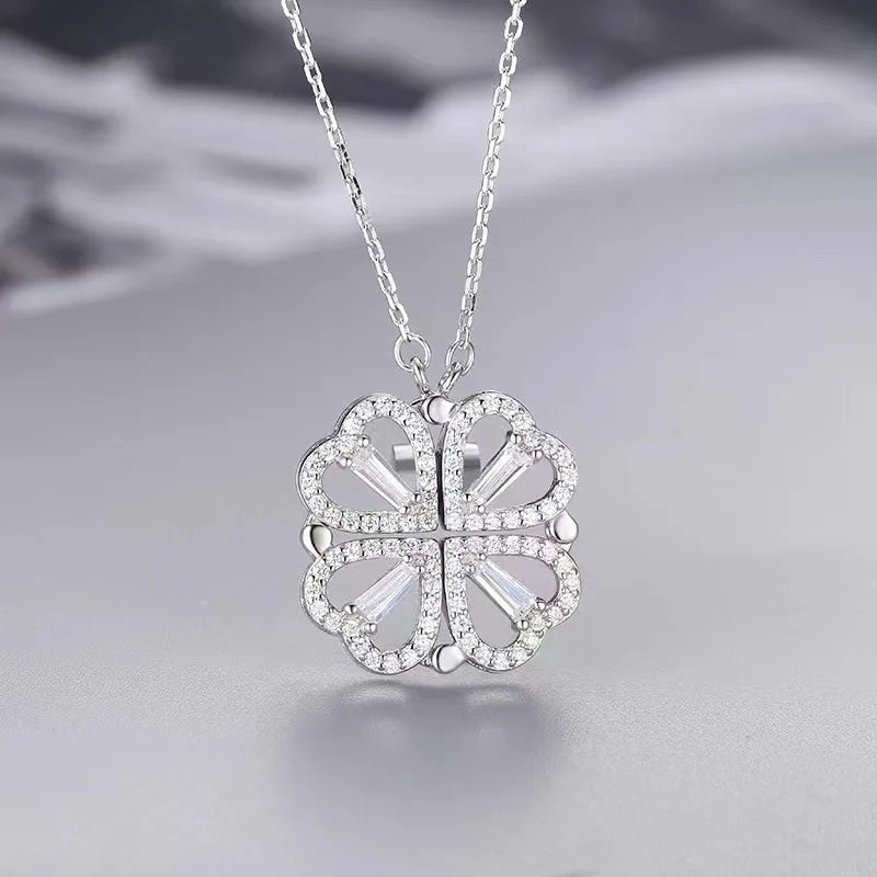 Sterling Silver 925 Four-Leaf Clover Necklace for Women
