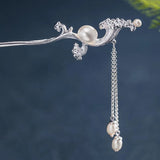 Sea Wave Pearl Tassel Hairpin Vintage Silver Jewelry