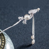 Sea Wave Pearl Tassel Hairpin Vintage Silver Jewelry