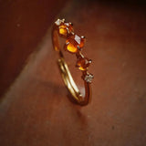 Vintage Silver Diamond Orange Gemstone Adjustable Ring